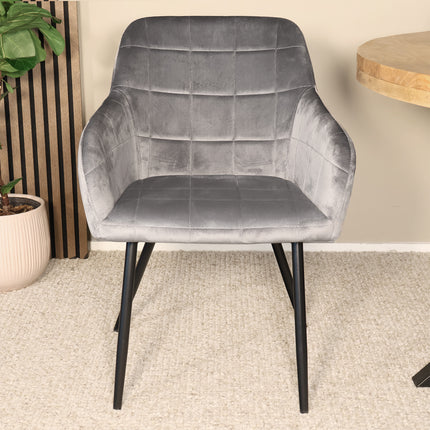 SET DEAL 4 stuks: Eetkamerstoel grijs velvet Barbara