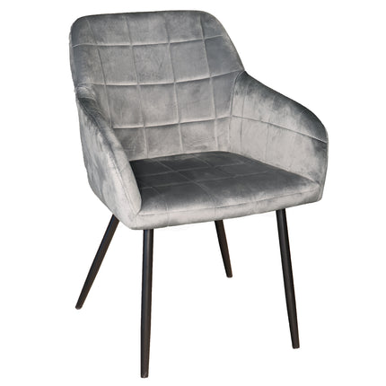 SET DEAL 4 stuks: Eetkamerstoel grijs velvet Barbara