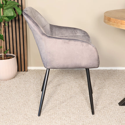 SET DEAL 4 stuks: Eetkamerstoel grijs velvet Barbara