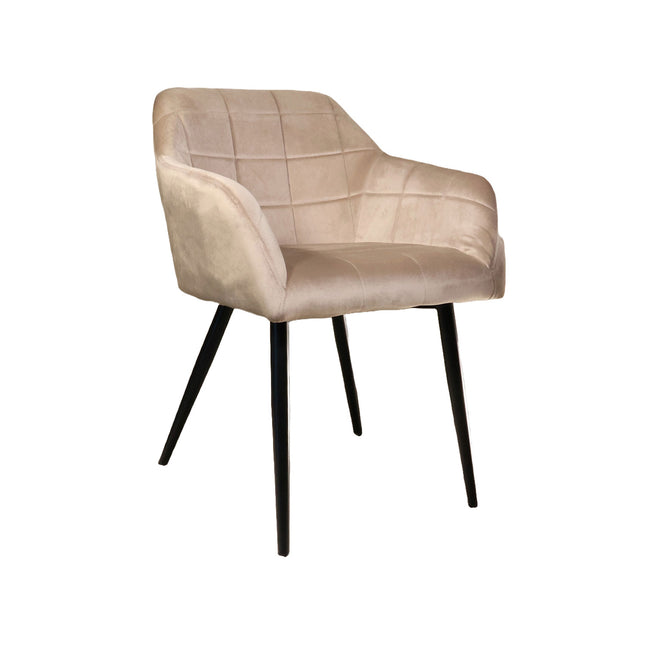 Eetkamerstoel met armleuning Barbara taupe velvet