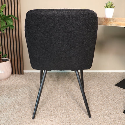 SET DEAL 4 stuks: Eetkamerstoel zwart teddy Barbara