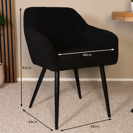 SET DEAL 6 stuks: Eetkamerstoel zwart teddy Barbara