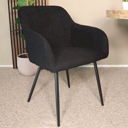 SET DEAL 4 stuks: Eetkamerstoel zwart teddy Barbara