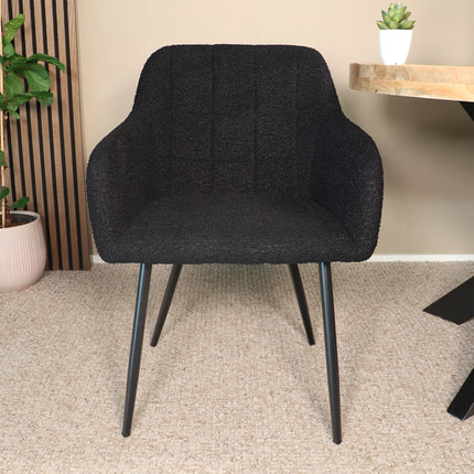 SET DEAL 4 stuks: Eetkamerstoel zwart teddy Barbara