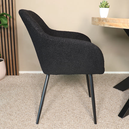 SET DEAL 4 stuks: Eetkamerstoel zwart teddy Barbara