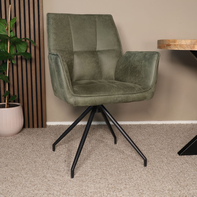 SET DEAL 6 stuks: Eetkamerstoel donkergroen microvezel Bowie