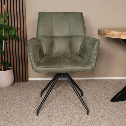 SET DEAL 4 stuks: Eetkamerstoel donkergroen microvezel Bowie