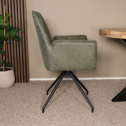 SET DEAL 4 stuks: Eetkamerstoel donkergroen microvezel Bowie