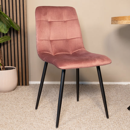 SET DEAL 4 stuks: Eetkamerstoel roze velvet Catoo