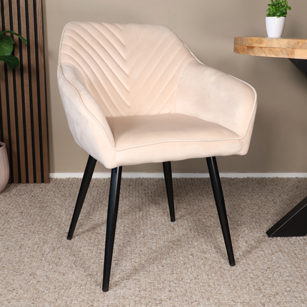 SET DEAL 4 stuks: Eetkamerstoel zand velvet Darcio
