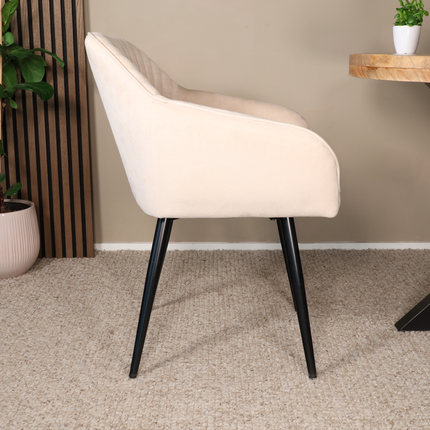 SET DEAL 4 stuks: Eetkamerstoel zand velvet Darcio