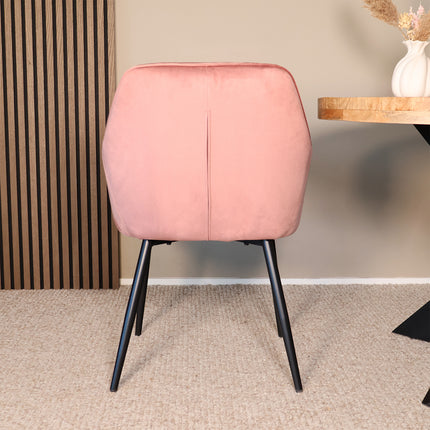 SET DEAL 4 stuks: Eetkamerstoel roze velvet Darcio