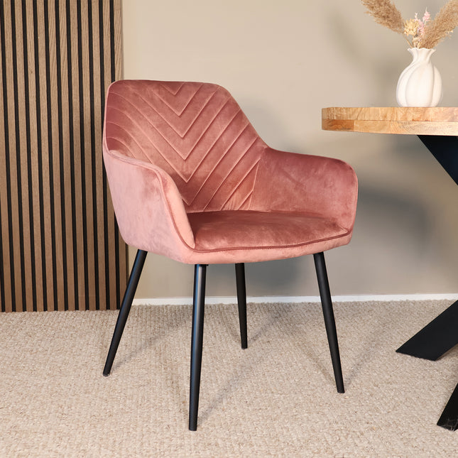 Eetkamerstoel roze velvet Darcio