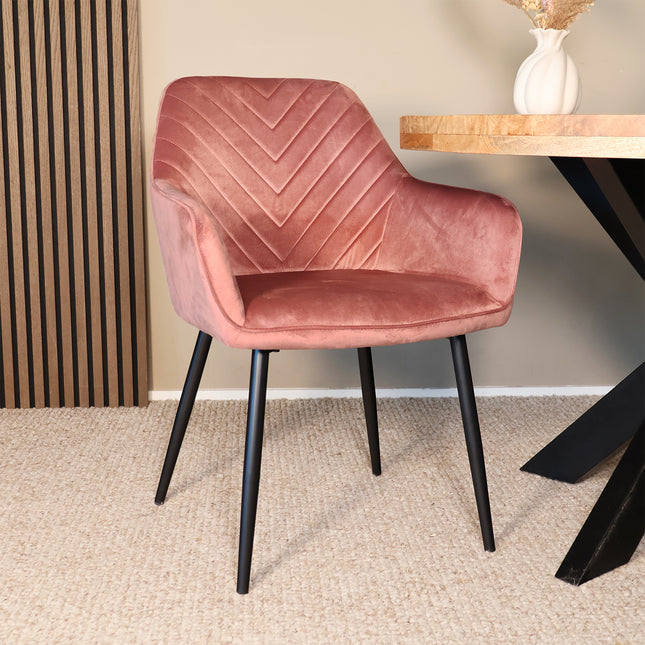 SET DEAL 6 stuks: Eetkamerstoel roze velvet Darcio