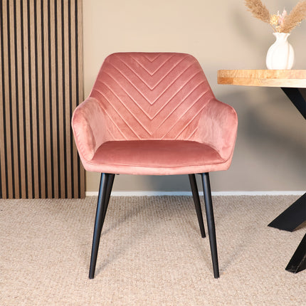 SET DEAL 4 stuks: Eetkamerstoel roze velvet Darcio