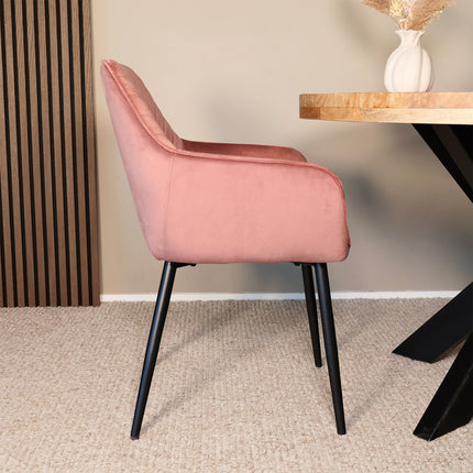 SET DEAL 6 stuks: Eetkamerstoel roze velvet Darcio