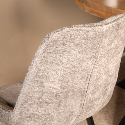 SET DEAL 6 stuks: Eetkamerstoel grijs chenille de Vince