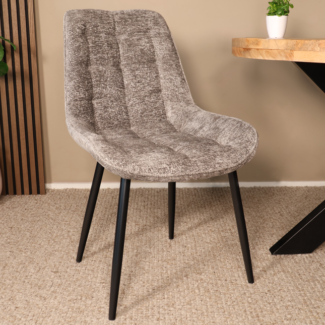 SET DEAL: 4 Eetkamerstoelen grijs chenille de Vince