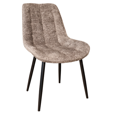 SET DEAL 6 stuks: Eetkamerstoel grijs chenille de Vince