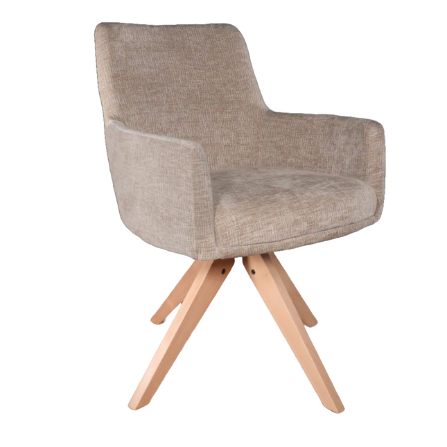 SET DEAL 6 stuks: Eetkamerstoel draaibaar taupe stof Gemma