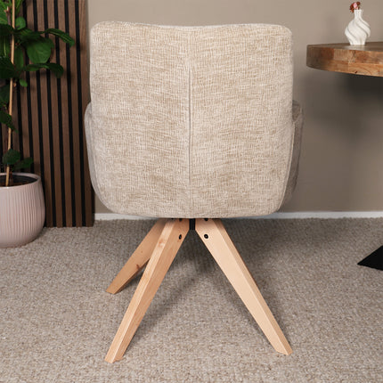 SET DEAL 6 stuks: Eetkamerstoel draaibaar taupe stof Gemma