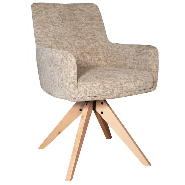 SET DEAL 6 stuks: Eetkamerstoel draaibaar taupe stof Gemma