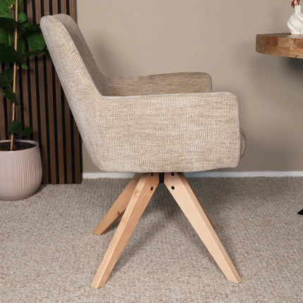 SET DEAL 6 stuks: Eetkamerstoel draaibaar taupe stof Gemma