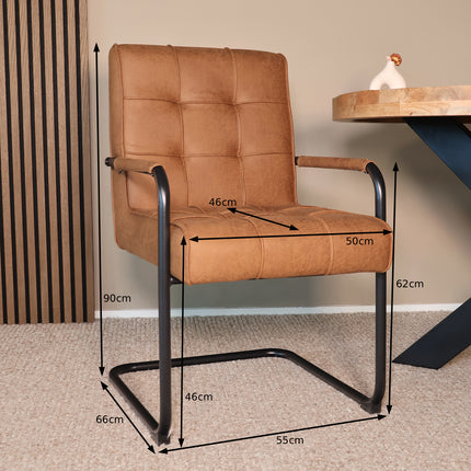 Eetkamerstoel cognac microvezel Indy