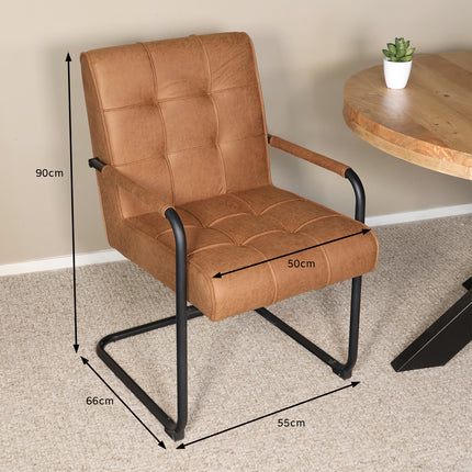 SET DEAL 4 stuks: Eetkamerstoel cognac microvezel Indy