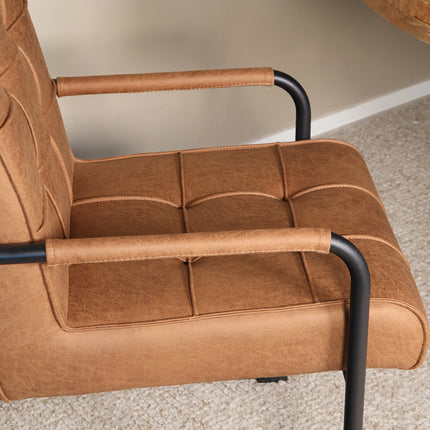 SET DEAL 4 stuks: Eetkamerstoel cognac microvezel Indy