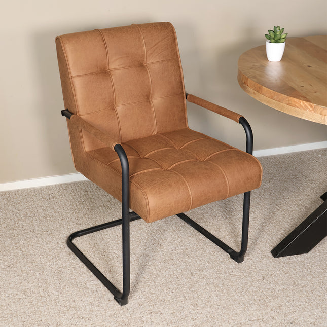 SET DEAL 4 stuks: Eetkamerstoel cognac microvezel Indy