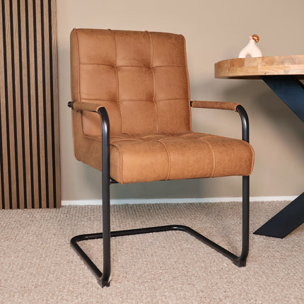 Eetkamerstoel cognac microvezel Indy