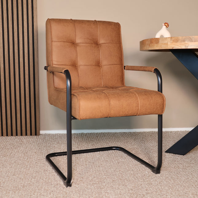 Eetkamerstoel cognac microvezel Indy