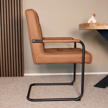 Eetkamerstoel cognac microvezel Indy