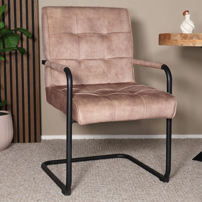 Eetkamerstoel beige velvet Indy