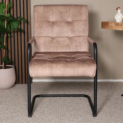Eetkamerstoel beige velvet Indy