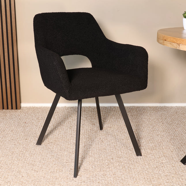 SET DEAL 6 stuks: Eetkamerstoel zwart teddy Joeri