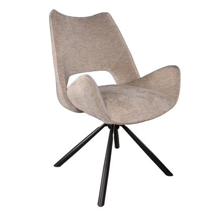 SET DEAL: 6 Eetkamerstoelen draaibaar taupe stof Kevin