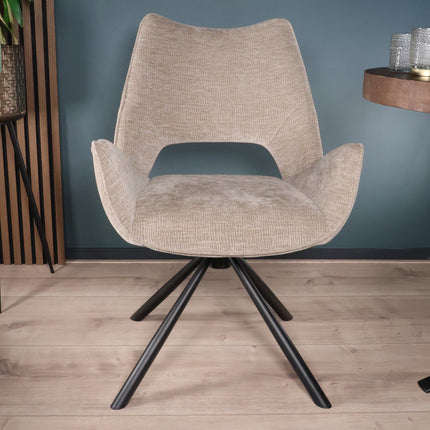SET DEAL: 6 Eetkamerstoelen draaibaar taupe stof Kevin