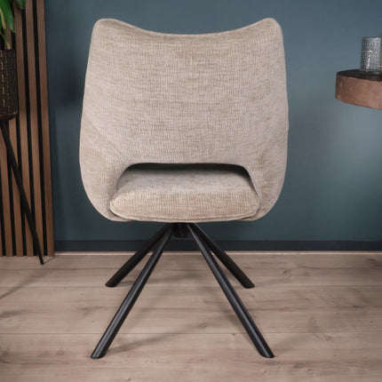 SET DEAL: 6 Eetkamerstoelen draaibaar taupe stof Kevin