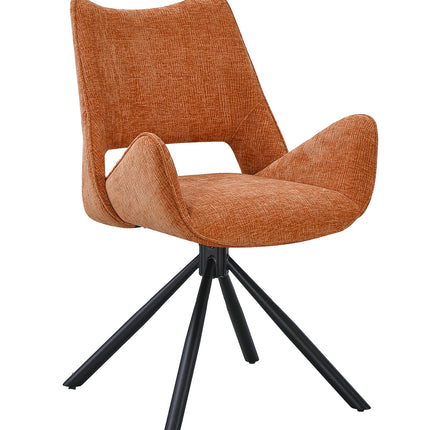 SET DEAL 6 stuks: Eetkamerstoel draaibaar cognac stof Kevin