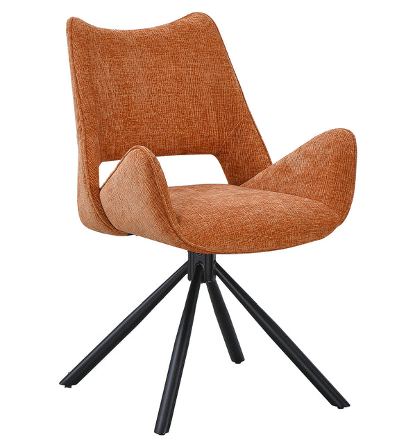SET DEAL 4 stuks: Eetkamerstoel draaibaar cognac stof Kevin