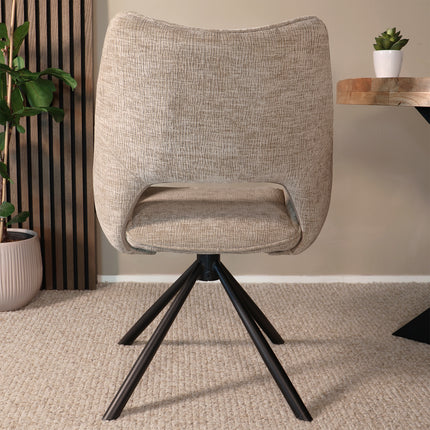 SET DEAL: 4 Eetkamerstoelen draaibaar taupe stof Kevin
