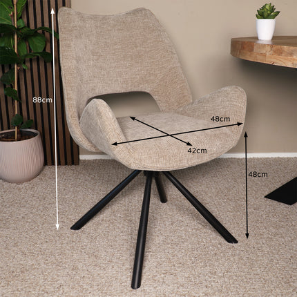 SET DEAL: 6 Eetkamerstoelen draaibaar taupe stof Kevin