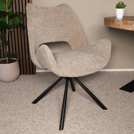 SET DEAL: 6 Eetkamerstoelen draaibaar taupe stof Kevin