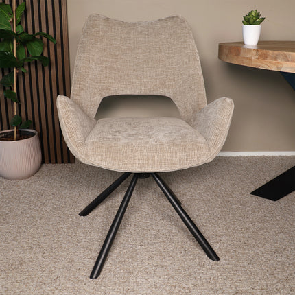 SET DEAL: 4 Eetkamerstoelen draaibaar taupe stof Kevin