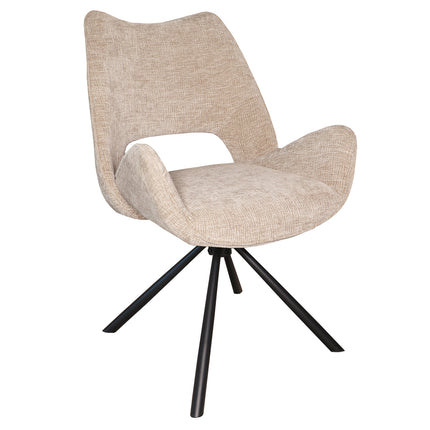 SET DEAL: 6 Eetkamerstoelen draaibaar taupe stof Kevin