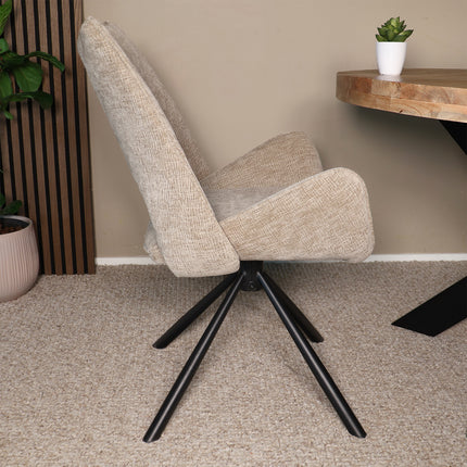 SET DEAL: 6 Eetkamerstoelen draaibaar taupe stof Kevin