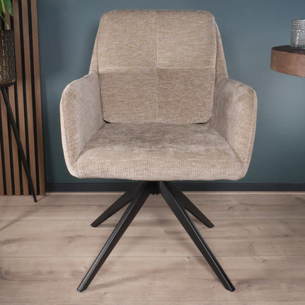 SET DEAL 6 stuks: Eetkamerstoel draaibaar taupe stof Lieve