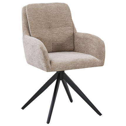 SET DEAL 4 stuks: Eetkamerstoel draaibaar taupe stof Lieve